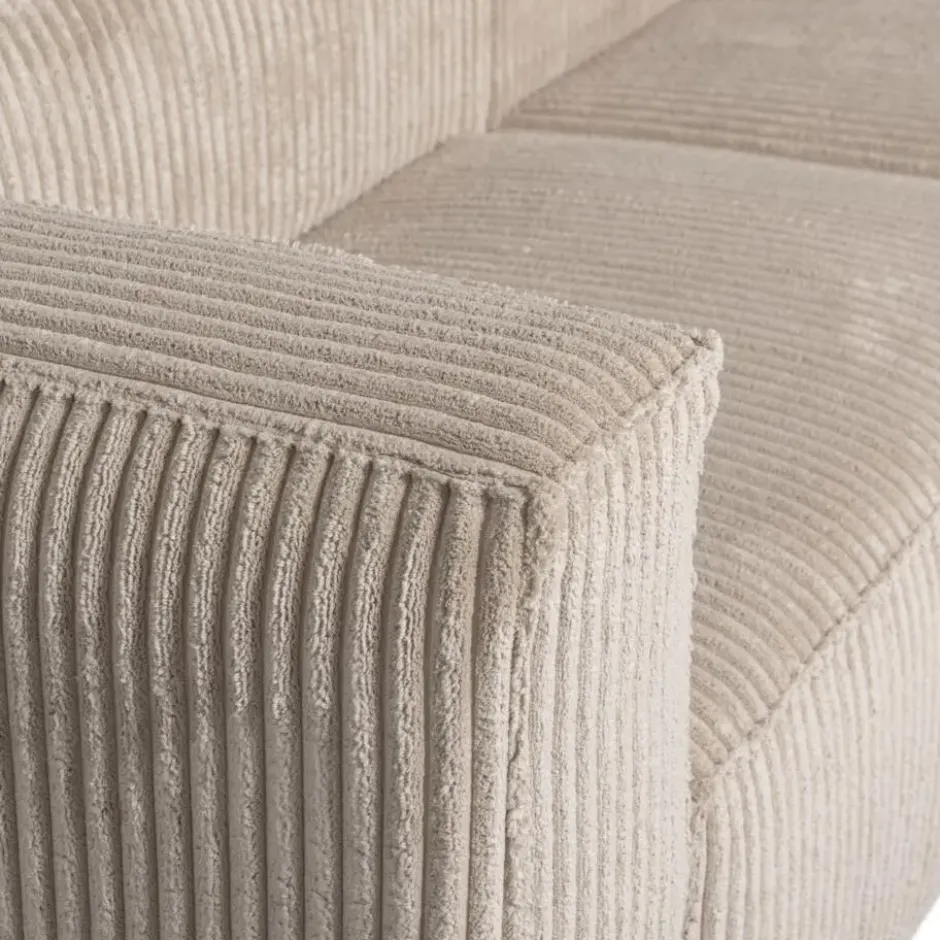 WOOOD Bean Chaise Longue Bank Rechts - Ribstof - Travertin -73x254x178