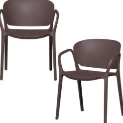 WOOOD Bent Tuinstoelen - Kunststof - Paars/Bruin - Set van 2