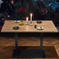 WOOOD Bistro Dubbele Vierkante Buisvoet - Metaal - Zwart - 72x80x40