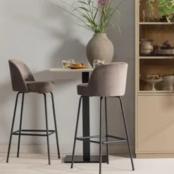 WOOOD Bistro Vierkante Bartafel Poot - Metaal - Zwart- 105x50x50