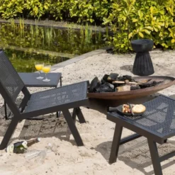 WOOOD Borre Kruk - Hout - Zwart - 40x28x28
