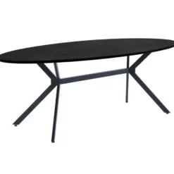 WOOOD Bruno Eettafel Ovaal - Mdf - Zwart - 75x220x100