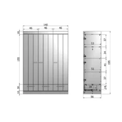 WOOOD Connect Kledingkast 3-Deurs met Lade - Grenen - Wit - 195x140x53