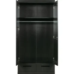WOOOD Connect Kledingkast 2-Deurs met Lade- Grenen - Zwart - 195x94x53