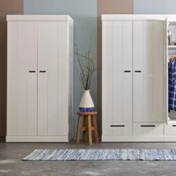 WOOOD Connect Kledingkast 2-Deurs - Grenen - Wit - 195x94x53