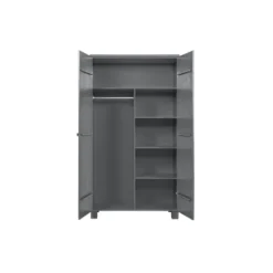 WOOOD Dennis Kast - Grenen Geborsteld - Staal Grijs - 111x202x55