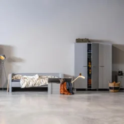 WOOOD Dennis Kast Met Laden - Grenen - Betongrijs - 202x111x55