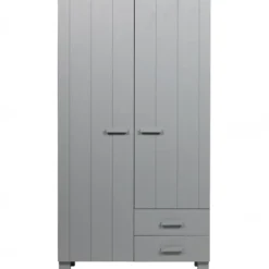 WOOOD Dennis Kast Met Laden - Grenen - Betongrijs - 202x111x55