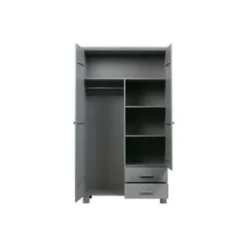 WOOOD Dennis Kast Met Laden - Grenen - Betongrijs - 202x111x55