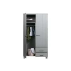 WOOOD Dennis Kast Met Laden - Grenen - Betongrijs - 202x111x55