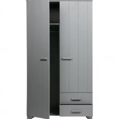 WOOOD Dennis Kast Met Laden - Grenen - Betongrijs - 202x111x55