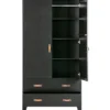 WOOOD Dian Garderobekast - Grenen - Zwart - 180x94x40