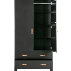 WOOOD Dian Garderobekast - Grenen - Zwart - 180x94x40