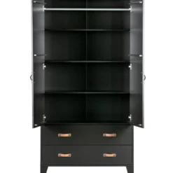 WOOOD Dian Garderobekast - Grenen - Zwart - 180x94x40