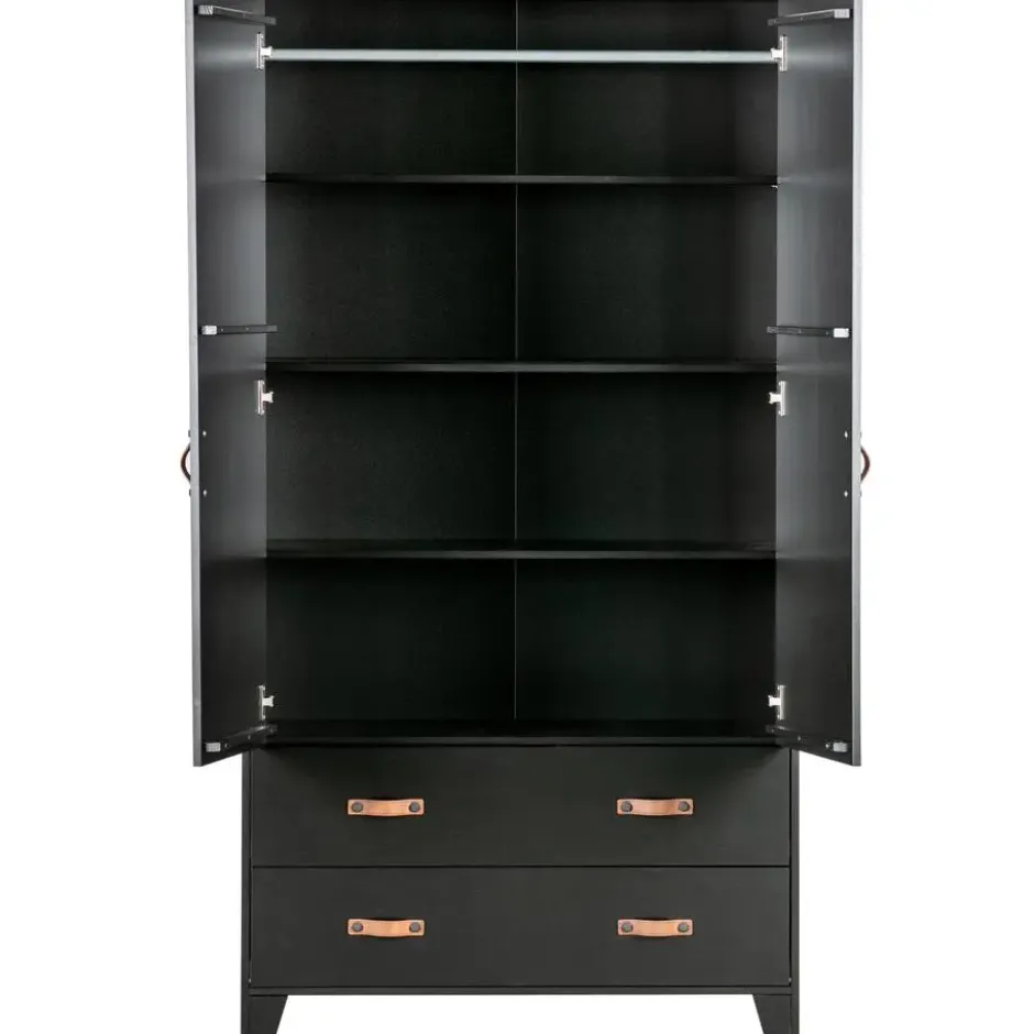 WOOOD Dian Garderobekast - Grenen - Zwart - 180x94x40
