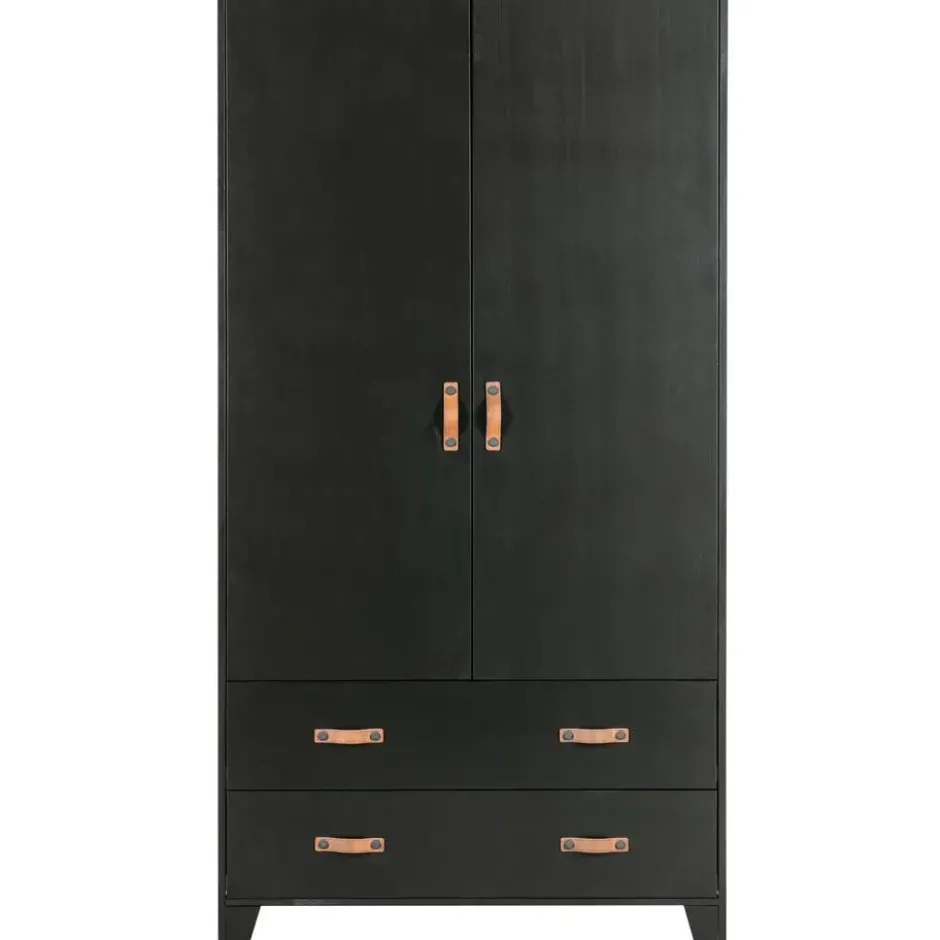 WOOOD Dian Garderobekast - Grenen - Zwart - 180x94x40
