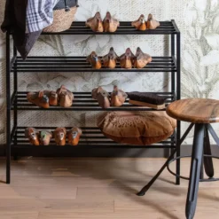 WOOOD Ferro Schoenenrek - Metaal - Zwart - 40x85x35
