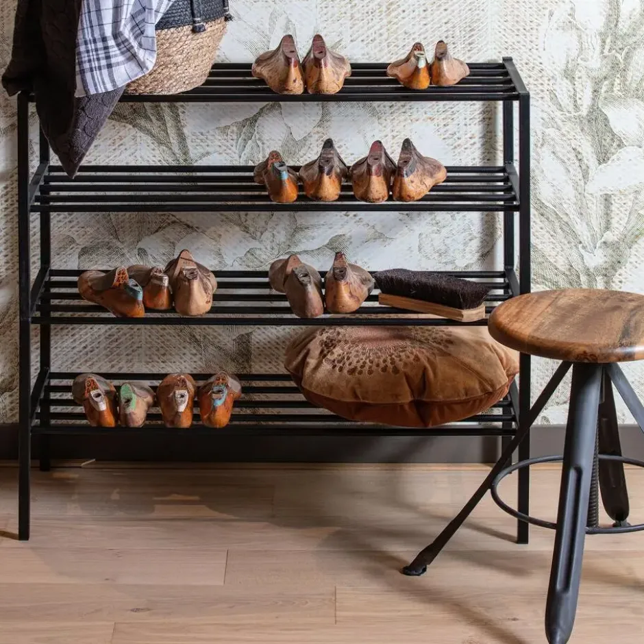 WOOOD Ferro Schoenenrek - Metaal - Zwart - 40x85x35