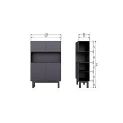 WOOOD Finca Buffetkast - Grenen - Zwart - 170x110x40