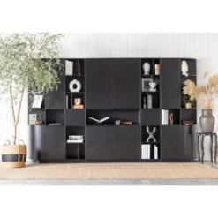 WOOOD Finca Open Vakkenkast - Zwart - 210x40x40