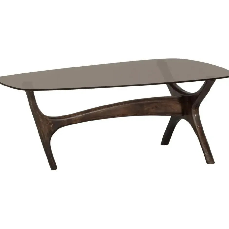 WOOOD Flash Salontafel - Glas/Hout - Walnoot - 42x110x60