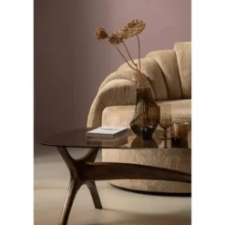WOOOD Flash Salontafel - Glas/Hout - Walnoot - 42x110x60