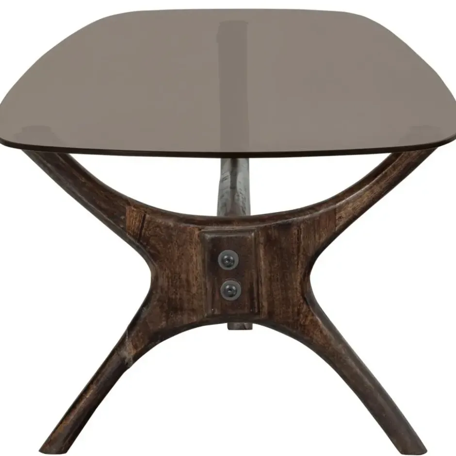 WOOOD Flash Salontafel - Glas/Hout - Walnoot - 42x110x60