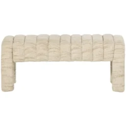 WOOOD Frex Bankje Gestoffeerd - BouclƩ - Naturel - 48x110x43