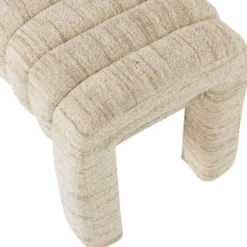 WOOOD Frex Bankje Gestoffeerd - Bouclé - Naturel - 48x110x43