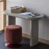 WOOOD Islen Poef Met Draaivoet - Bouclé - Bordeauxrood - 47x39x39