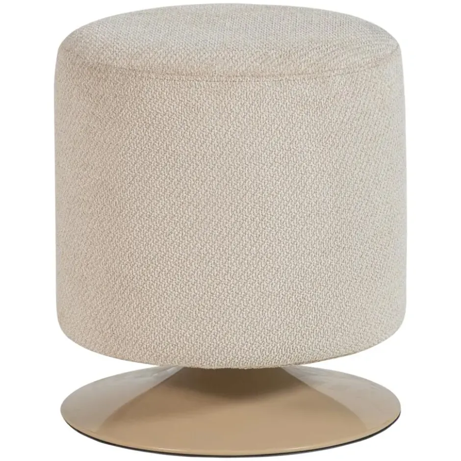 WOOOD Islen Poef Met Draaivoet - Bouclé - Beige - 47x39x39