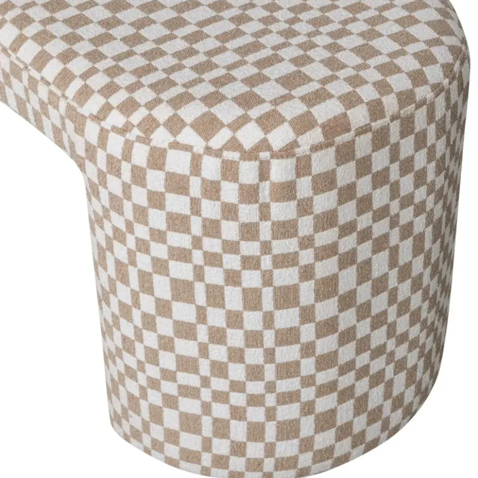 WOOOD Jacob Bankje - Polyester - Geruit - Zand - 46x130x46