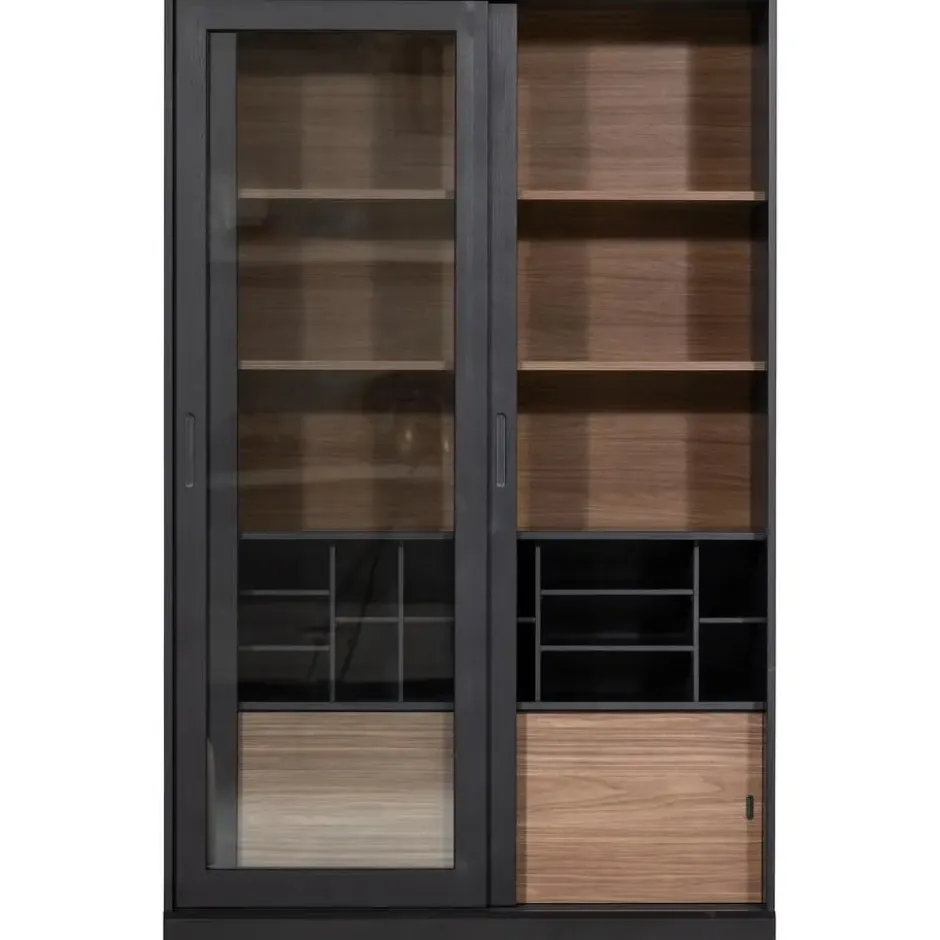 WOOOD James Vitrinekast - Grenen - Zwart - 200x125x47