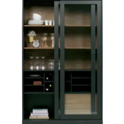 WOOOD James Vitrinekast - Grenen - Zwart - 200x125x47