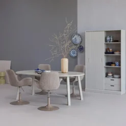 WOOOD Janne Uitschuifbare Eettafel Rond 120Ø cm - Eiken - Dakargrau