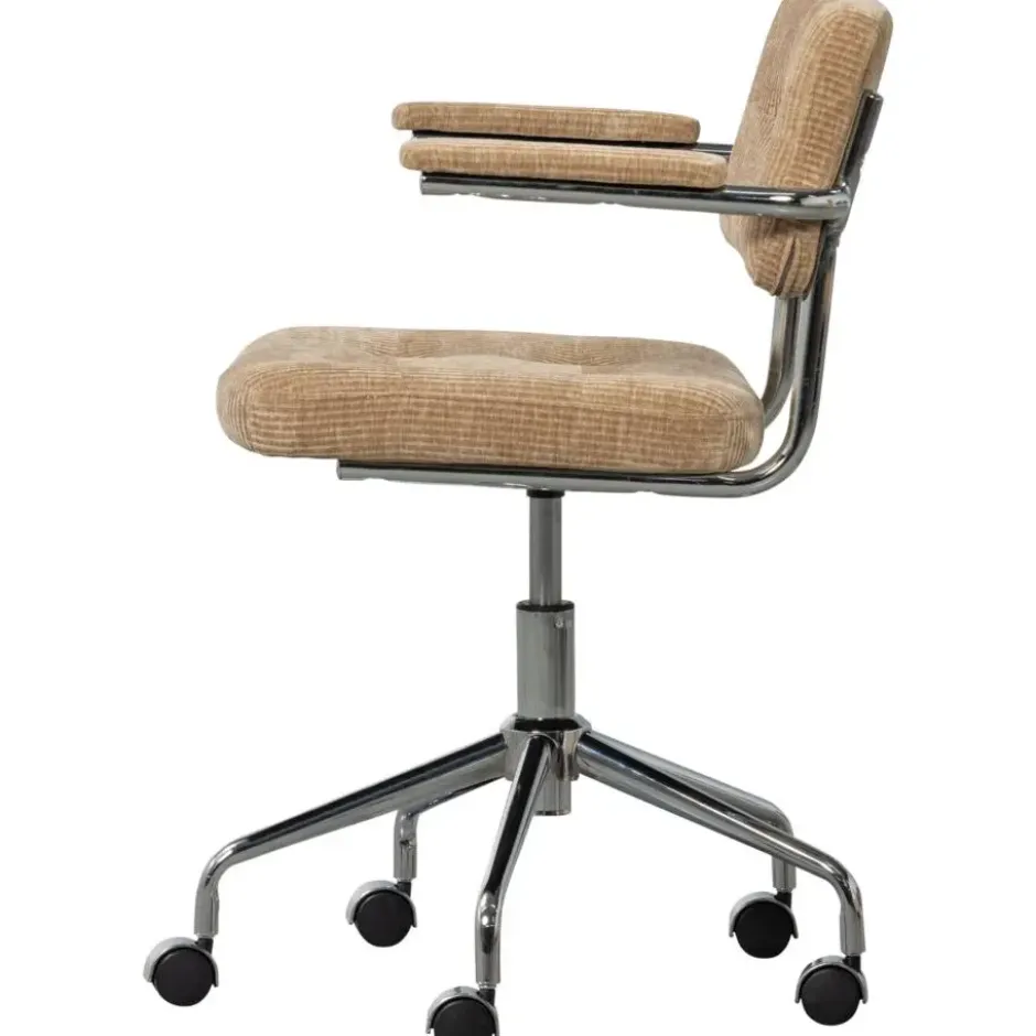 WOOOD Kova Bureaustoel - Geweven Ribstof - Donkerzand - 87x54x80