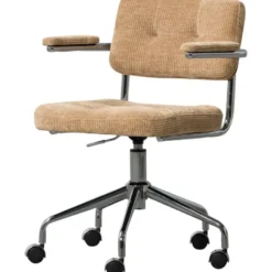 WOOOD Kova Bureaustoel - Geweven Ribstof - Donkerzand - 87x54x80