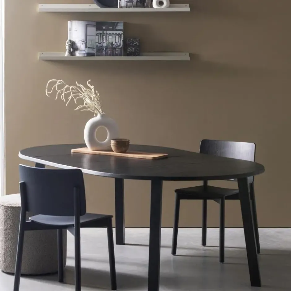 WOOOD Lange Jan Uitschuifbare Eettafel - Eiken - Zwart - 75x120x120