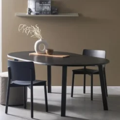 WOOOD Lange Jan Uitschuifbare Eettafel - Eiken - Zwart - 75x120x120