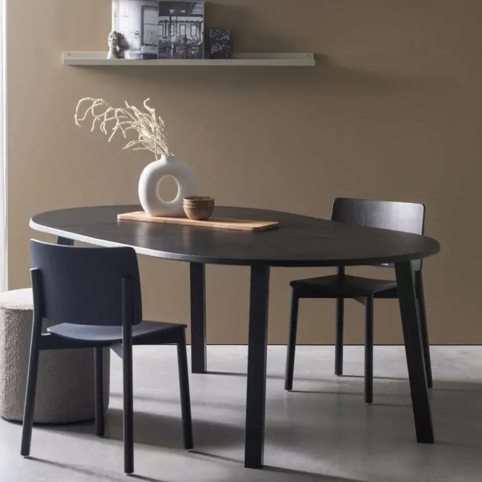 WOOOD Lange Jan Uitschuifbare Eettafel - Eiken - Zwart - 75x120x120
