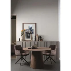 WOOOD Maan Eettafel - MDF - Walnoot - 75x120x120