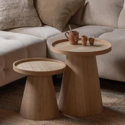 WOOOD Maud Bijzettafel - Hout - Naturel - 38x39x39