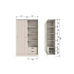 WOOOD Mila Schuifdeurkast - Grenen - Dust - 200x120x42