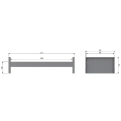 WOOOD Morris Bed Excl Lade - Grenen - Leem - 214x53x95