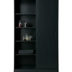 WOOOD Move schuifdeurkast - Grenen - Mat Zwart - 200x120x42