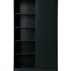WOOOD Move schuifdeurkast - Grenen - Mat Zwart - 200x120x42