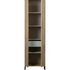 WOOOD New Gravure Hoge Kast - Eiken - Naturel - 210x60x42