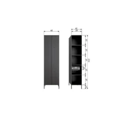 WOOOD New Gravure Hoge Kast - Essen - Espresso - 210x60x42