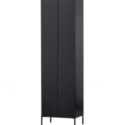 WOOOD New Gravure Hoge Kast - Grenen - Zwart - 210x60x42