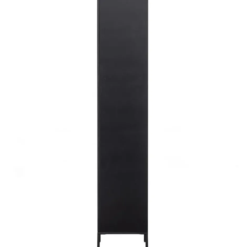 WOOOD New Gravure Hoge Kast - Grenen - Zwart - 210x60x42